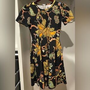 LuLaRoe Amelia Black and Yellow Floral Mini Dress